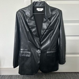 Love Bonito Faux Leather Blazer in Black